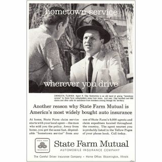 1957 State Farm Insurance: Hometown Service,  Sarasota Florida Vintage Print Ad