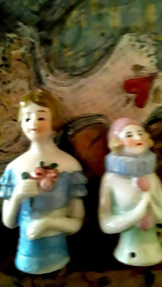 2 Antique Porcelain Pin Cushion Half Dolls Germany/Japan 2