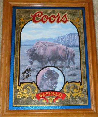 Buffalo Bison Coors Beer Mirror Sign Wildlife Nature Series Vintage 1995