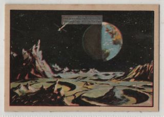 1959 Soviet Russian Space Rocket Crashed Into Moon Vintage Trade Ad Card