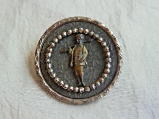 Antique Vtg Button of Man Wallpaper Background Faceted Steel Apx:1 - 1/2 