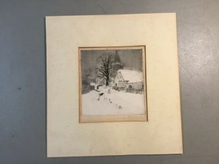 Vintage Max Pollak Signed Etching,  Approximately 6” X 6”