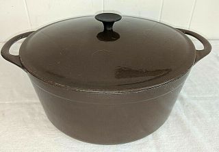 Vintage Cousances Brown Enameled Cast Iron Dutch Oven Saucepan 28 France