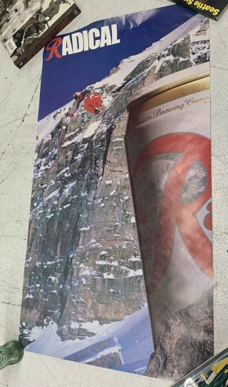 Nos Rainier Beer Radical Ski Jump Vintage Advertising Sign Poster 37x20