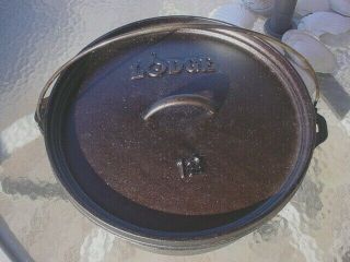 Vintage Lodge Usa 12  Cast Iron 3 Footed Dutch Oven Camp Pot W/lid