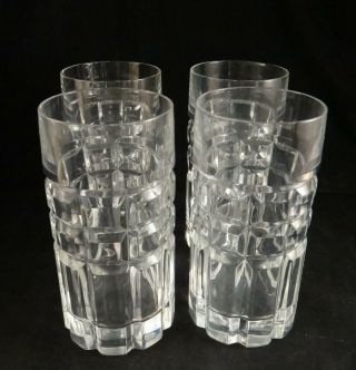 4 Vintage Miller Rogaska Cut Crystal Highball Glasses– Art Moderne Design.  6” T.