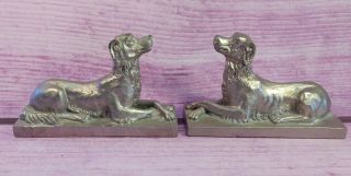 Vintage Dog Bookends Heavy Silver Colored 6.  75 Inches Long Crossed Paws Set of 2 3