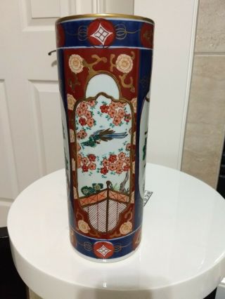 Vintage Gold Imari Hand Painted Vase 12” Porcelain Japan