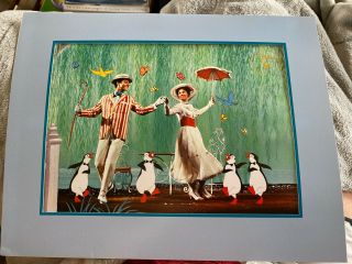 3 Lithographs Mary Poppins,  Aladdin,  Toy Story Disney Store Commemorative Matted