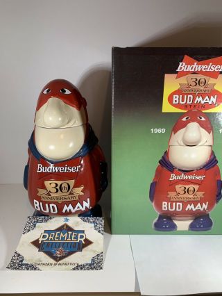 Budweiser Budman 30th Anniversary Stein,  Bud Man Nib,  Signed Jim Wainwright