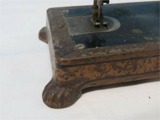 Heavy Small Antique Hand Crank Portable Toy Sewing Machine,  Hand Painted,  Unmarked 2