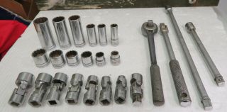 S - K Tools 25 Pc 3/8 " Drive Sae Socket Set W/steel Box Sherman Klove Vintage