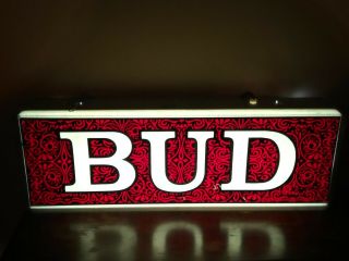 Vintage 1970s Budweiser Beer Advertising Light Sign Bud 18 1/4 " X 6 "