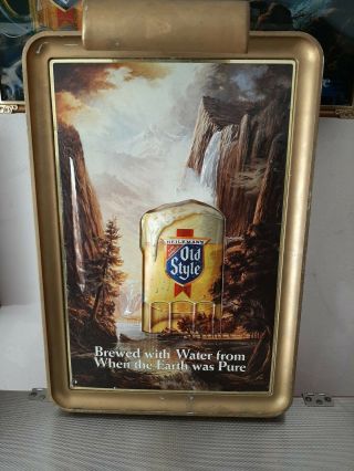Old Style 1985 Panorama Lighted Beer Sign 3d Mug Waterfall.