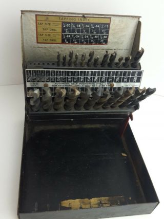 Vintage Craftsman Drill Tapping Index Bit Set W/ 23 Bits & Metal Case 5/32 - 1/2