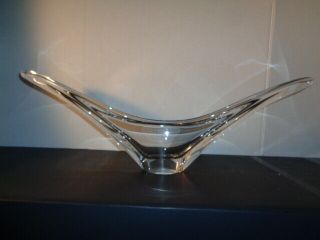 Vintage Daum Crystal Clear Centerpiece Vase Made in France (24 by 8 by 3.  5 
