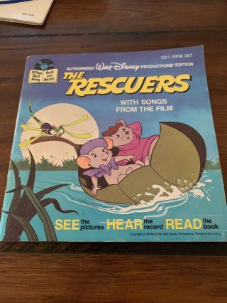 Walt Disney Productions The Rescuers 24 Page Read - Along Book And Record