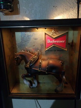 Vintage Budweiser Lighted Clydesdale Sign 1970 