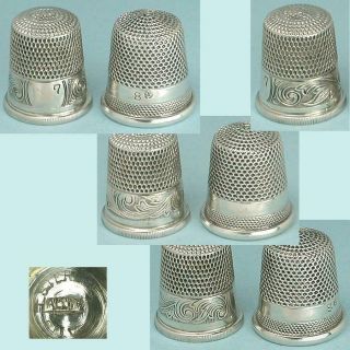 2 Antique Sterling Silver Thimbles By H.  Muhr 