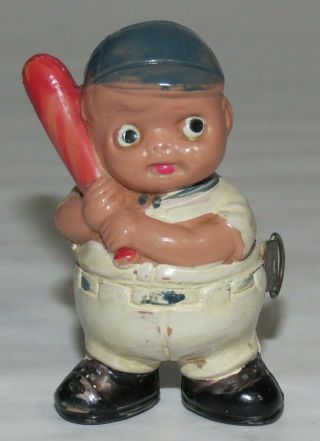 Rare Antique Celluloid Baseball Player Figural Sewing Tape Measure - Nr