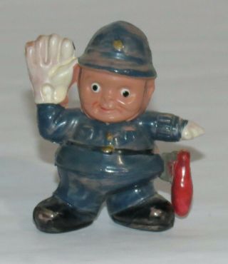 Rare Antique Celluloid Police Officer Policeman Figural Sewing Tape Measure