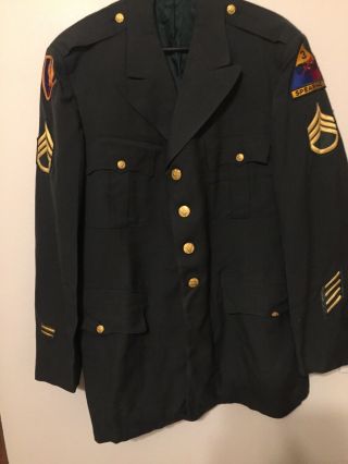 Vintage Us Army Military Green Dress Uniform Jacket Coat W 2 Pants