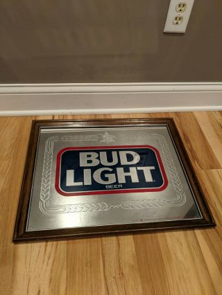 Vintage Budweiser Beer Bud Light Mirror Sign Anheuser Busch 22 " X 18 "