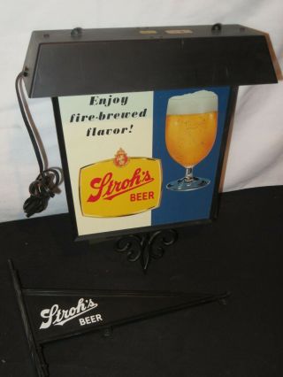 Strohs Beer Light Sign Enjoy Fire Brewed Flavor Tavern Bar Beer Barware &bracket