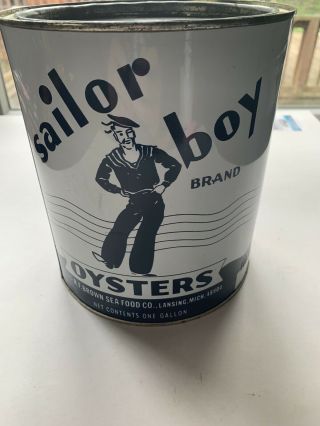 Vintage 1 Gallon Sailor Boy Brand Oysters Tin/can