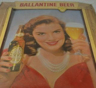 1954 Litho Ballantine Beer 3 - D Motion Sign Lady Glass Bottle Newark Nj Hologram