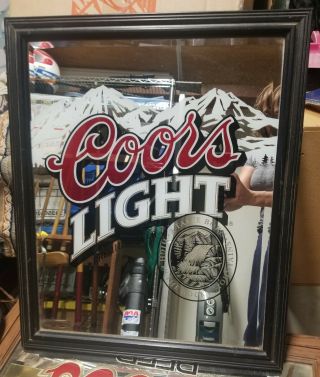 Vintage Coors Light Sign Mirror & Metal - Rare