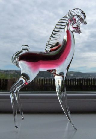 Stunning Pink Vintage Murano Glass Horse / Animal