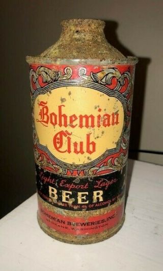 Bohemian Club Cone Top Beer Can Light Export Lager N.  O.  4 Alcohol,  Spokane Wa