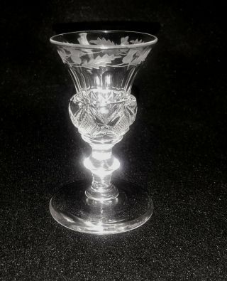 Elegant Vintage Edinburgh Crystal Etched Thistle Cordial Glass 3 3/4  Tall