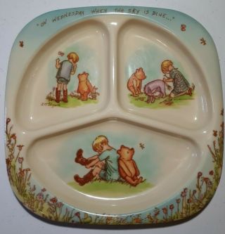 Vtg Plate Selandia Disney Winnie The Pooh Dish 3 Compartment Plate Baby Child