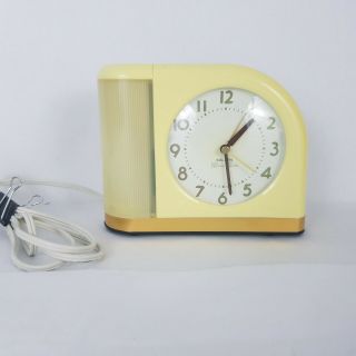 Vintage Mcm Art Deco Yellow Big Ben Moon Beam Alarm Clock Midcentury Blinking Lt