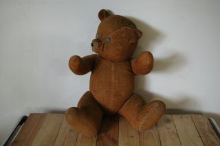 Ours En Paille,  Teddy Bear,  Articulé,  Jouet Vintage 62 Cm