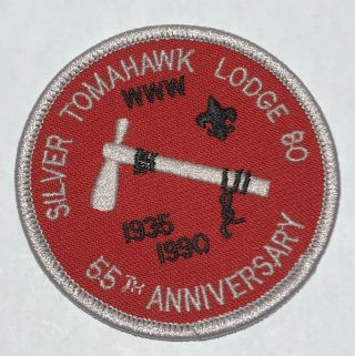 Oa Lodge 80 Silver Tomahawk 55th Anniversary Patch Mh8