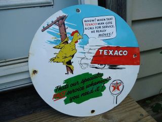1950s Vintage Texaco Service Gasoline Motor Oil Porcelain Gas Pump Station Sign