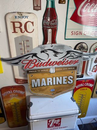 BUDWEISER Beer SALUTES MARINES PROUD TO SERVE THOSE BAR SIGN 3