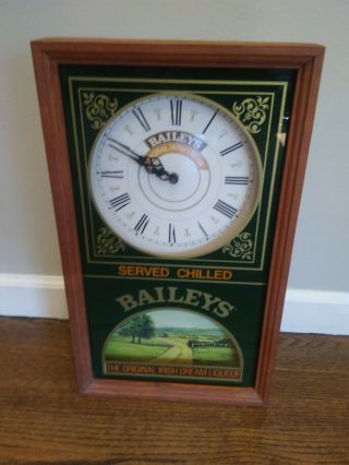 Vintage Baileys Irish Cream Bar Clock Works/tested
