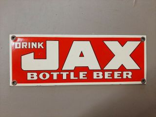 Drink Jax Bottle Beer Porcelain Metal Sign Liquor Store Tavern Bar Texas Saloon