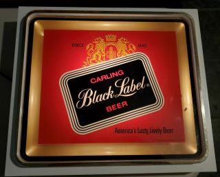 Vintage Carling Black Label Beer Lighted Sign.  14 " X 16 "