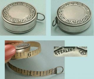 Antique American Sterling Silver Tape Measure By Attleboro Mfg Co.  Circa 1900s