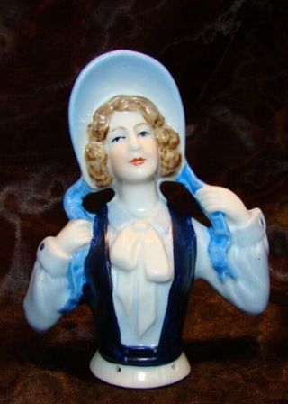 Art Nouveau Style Half Doll Figurine Romantic Half Doll Pincushion Arms Away Art