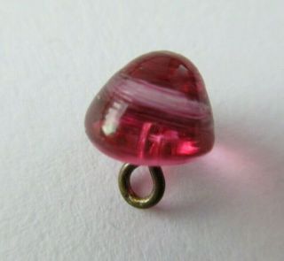 Itty Bitty Antique Vtg Diminutive Pink Glass Charmstring Button Swirl Back (k)