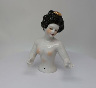 Art Nouveau Style Half Doll Figurine Marchioness Sexy Half Doll Pincushion Arms