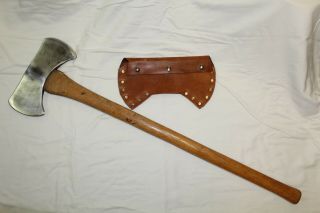 Vintage Collins Double Bit Axe With Handle And Sheath
