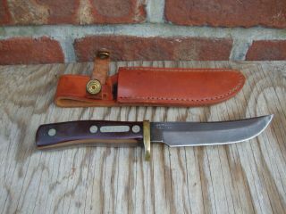 Schrade Usa Old Timer Woodsman Hunting Knife 165 Vintage Hunter Leather Sheath