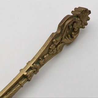 Antique Ornate Fleur - De - Lis Cast Bronze Brass 9 " Shoe Button Hook Made In France